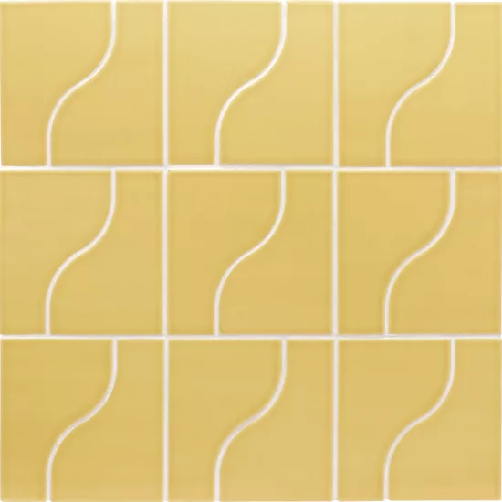 Carrelage Curve Yellow Mat 8,3x12 cm - panneau de carreaux