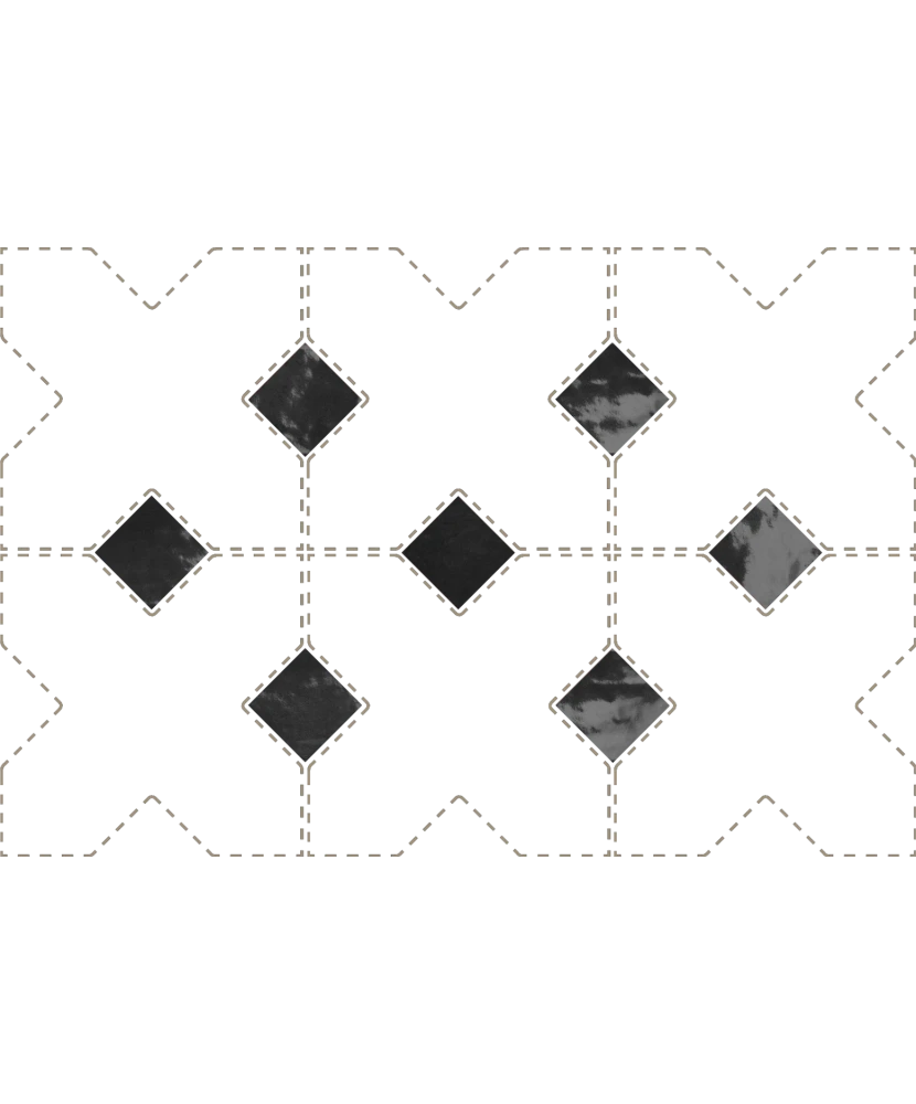 Carrelage Taco Black Hat 3,4x3,4 cm - détail du carreau