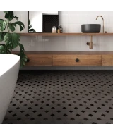 Carrelage Taco Black Hat 3,4x3,4 cm - posé en salle de bain