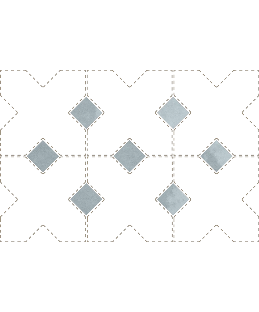 Carrelage Taco Blue Grass 3,4x3,4 cm - détail du carreau