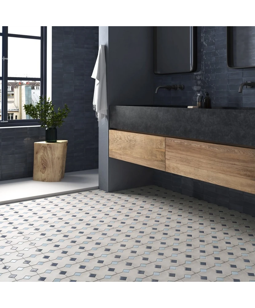 Carrelage Taco Blue Grass 3,4x3,4 cm - vue d’ambiance 2