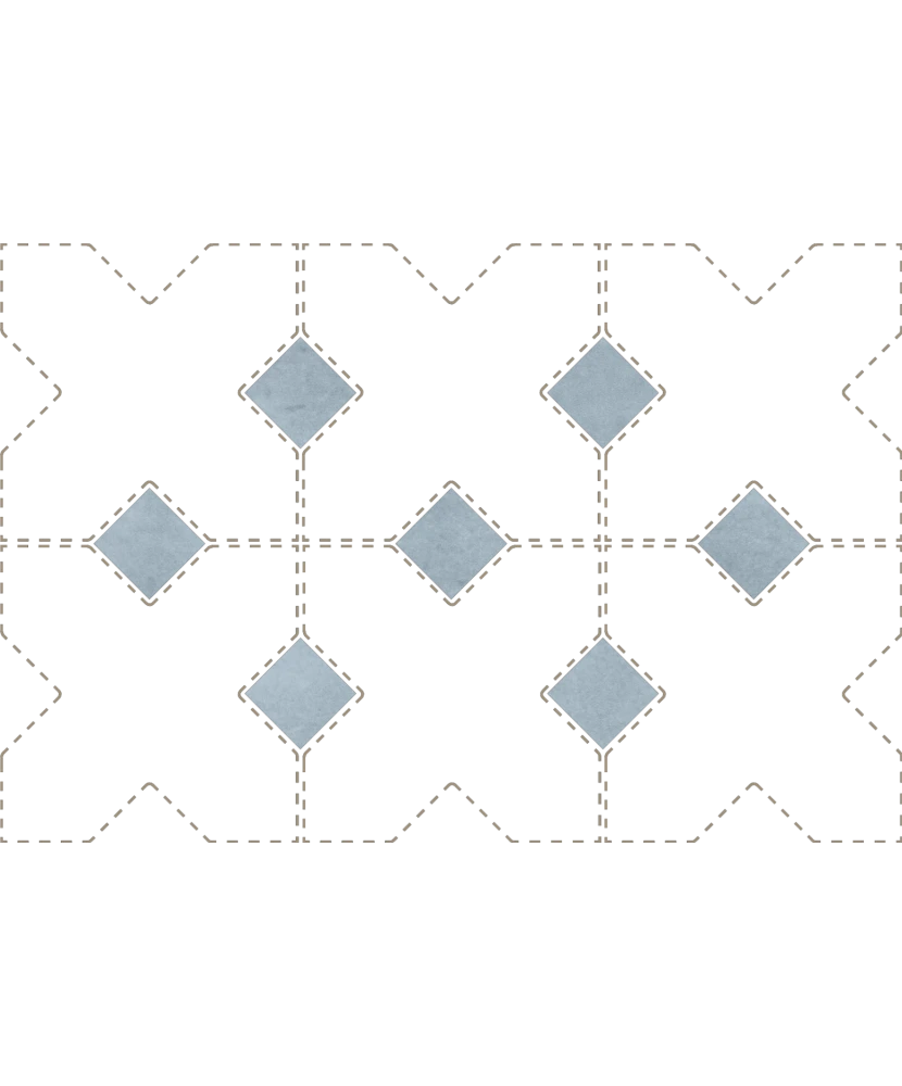 Carrelage Taco Blue Grass Mat 3,4x3,4 cm - détail du carreau