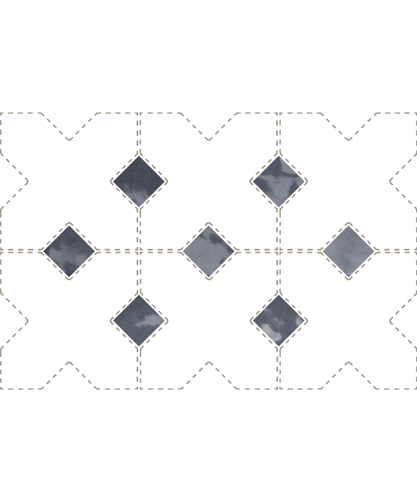 Carrelage Taco Blue Night 3,4x3,4 cm - détail du carreau