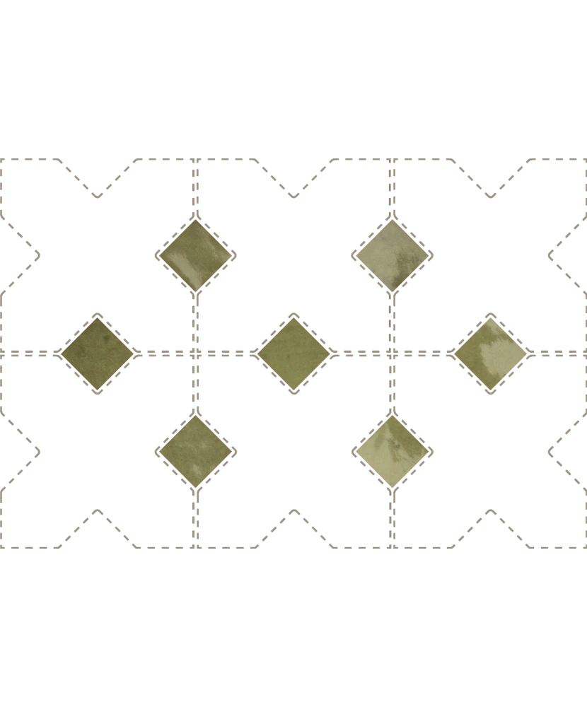 Carrelage Taco Verd 3,4x3,4 cm - détail du carreau