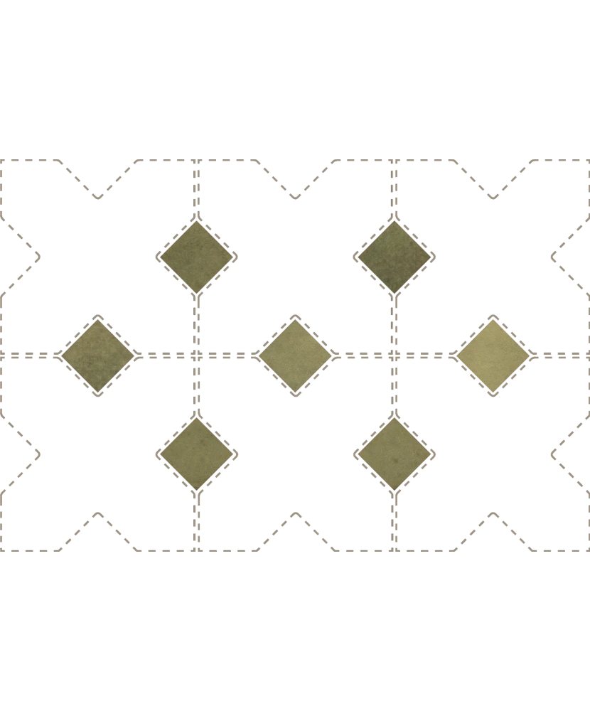 Carrelage Taco Verd Mat 3,4x3,4 cm - détail du carreau