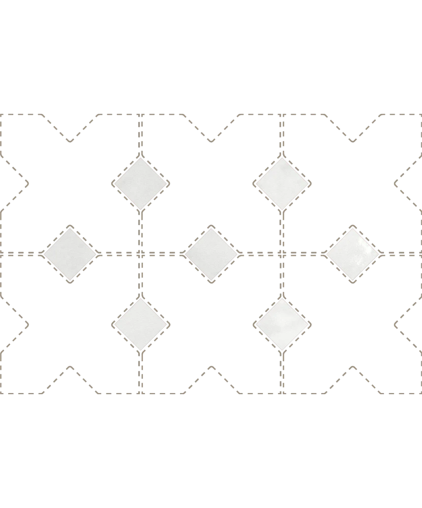 Carrelage Taco White 3,4x3,4 cm - détail du carreau