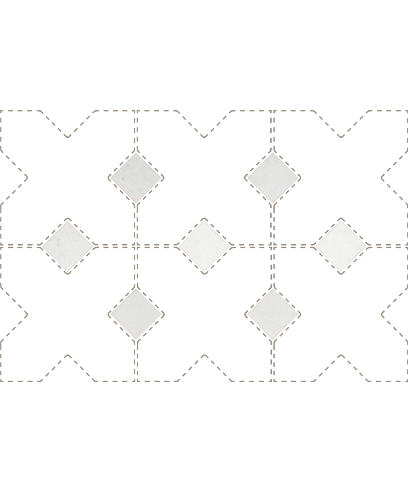 Carrelage Taco White Mat 3,4x3,4 cm - détail du carreau