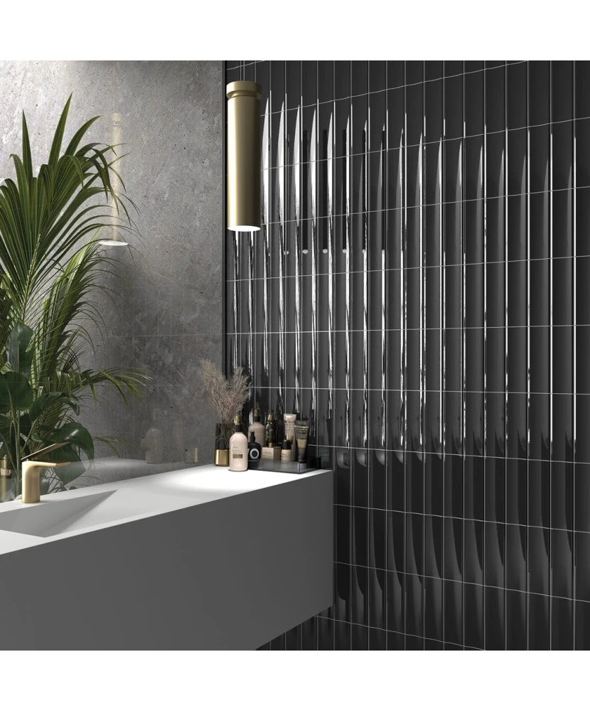 Carrelage Vibe In Almost Black 6,5x20 cm - vue d’ambiance
