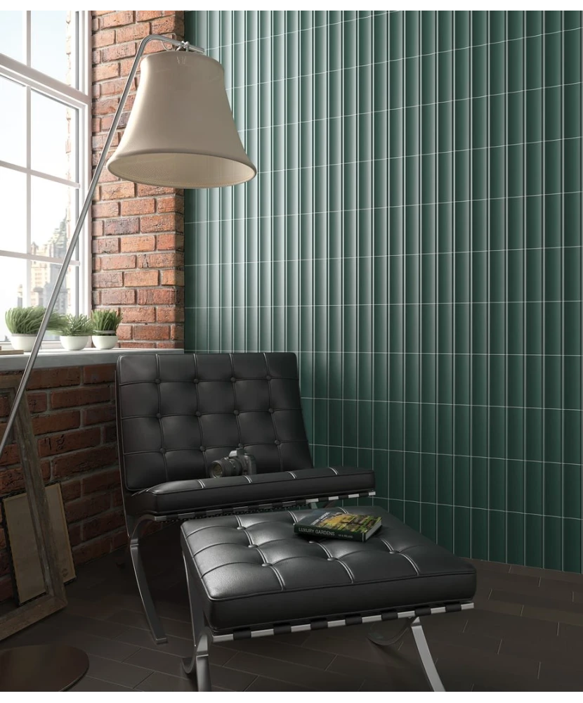 Carrelage Vibe In Newport Green Mat 6,5x20 cm - vue d’ambiance