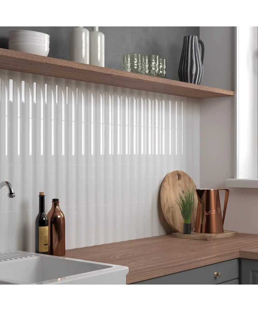Carrelage Vibe Out Gesso White 6,5x20 cm - vue d’ambiance