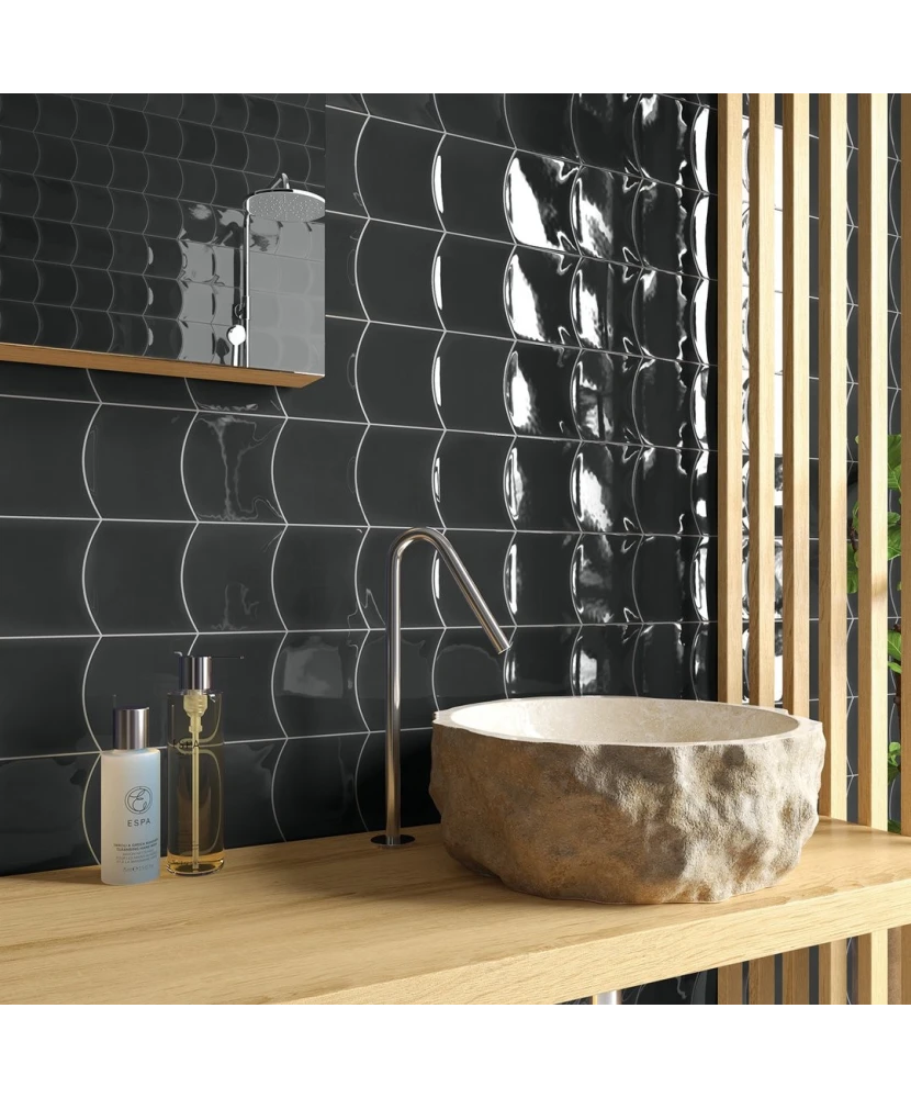 Carrelage Wave Black 12x12 cm - vue d’ambiance 2