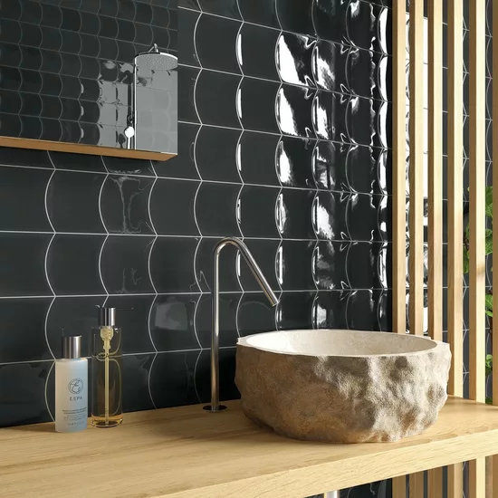 Carrelage Wave Black 12x12 cm - vue d’ambiance 2