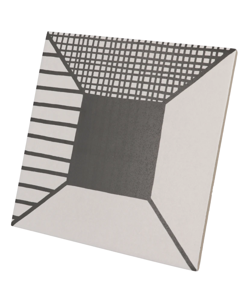 Carrelage Caprice Block B&W 20x20 cm - vue latérale du carreau