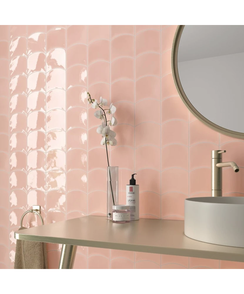 Carrelage Wave Primrose Pink 12x12 cm - vue d’ambiance 2