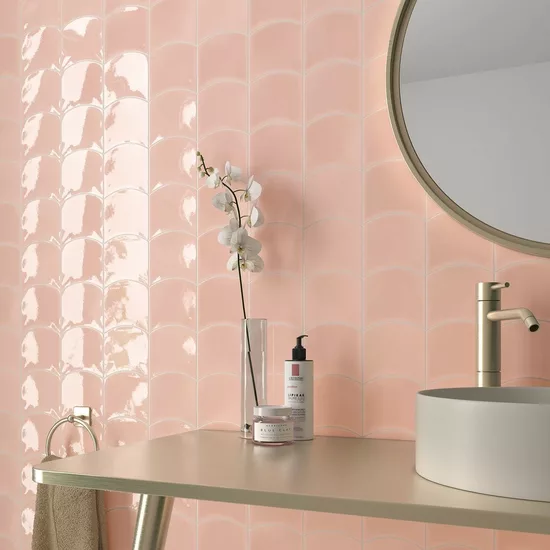 Carrelage Wave Primrose Pink 12x12 cm - vue d’ambiance 2