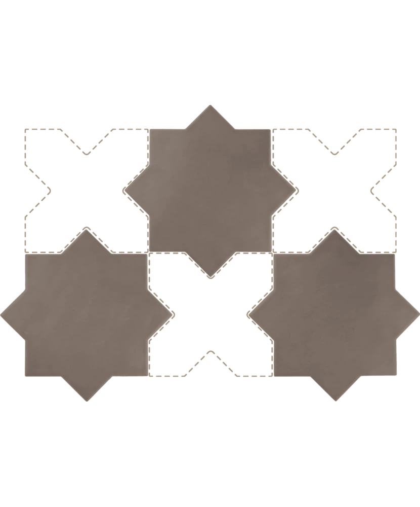 Carrelage Kasbah Star Mud 16,8x16,8 cm - panneau de carreaux