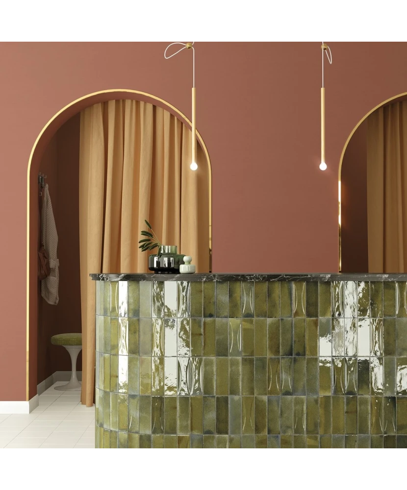 Carrelage Hanoi Wild Olive 6,5x20 cm - vue d’ambiance