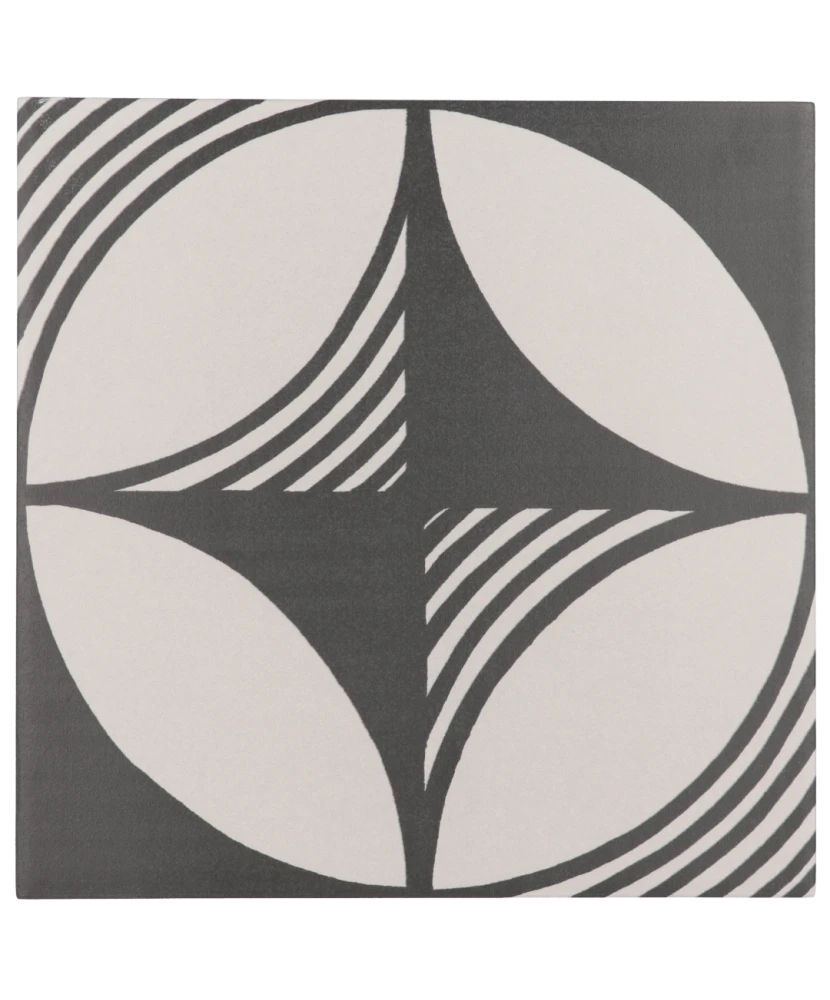 Carrelage Caprice Compass B&W 20x20 cm - vue de face du carreau