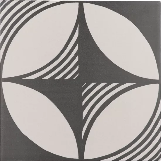 Carrelage Caprice Compass B&W 20x20 cm - vue de face du carreau