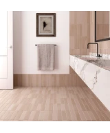 Carrelage Wadi Taupe 6x30 cm - posé en salle de bain