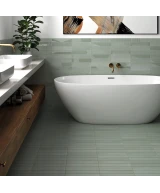 Carrelage Wadi Mint 6x30 cm - posé en salle de bain