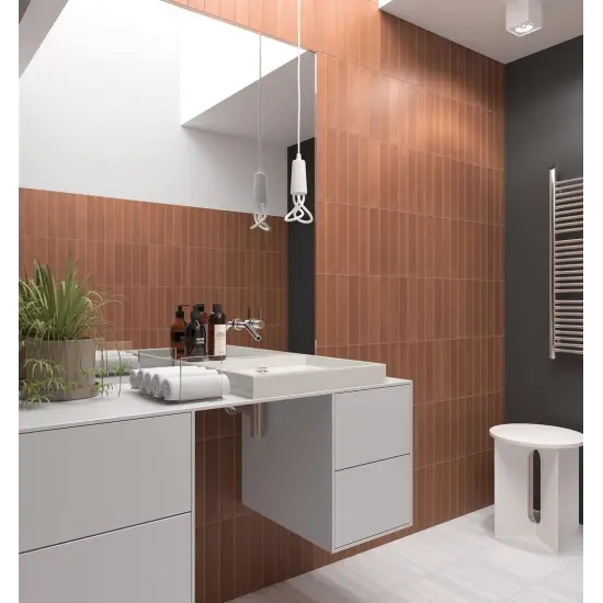 Carrelage Wadi Terra 6x30 cm - posé en salle de bain