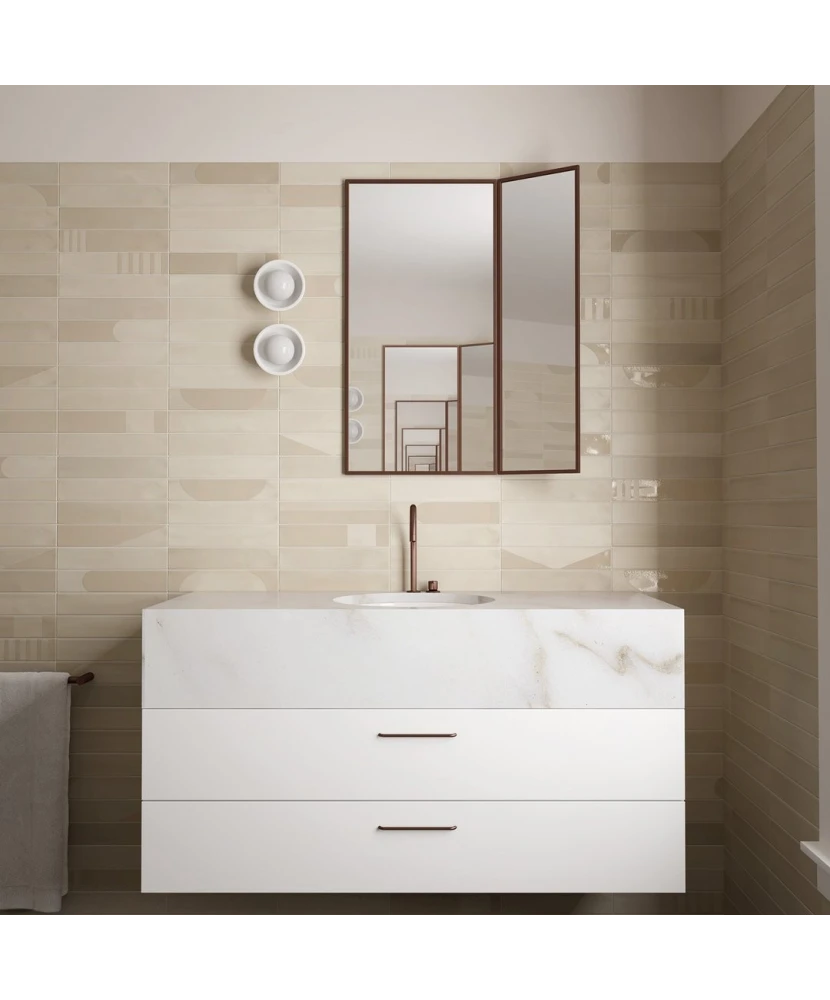 Carrelage Wadi Decor Beige 6x30 cm - posé en salle de bain