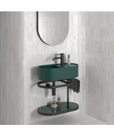 Carrelage Raku Line White 6x18,6 cm - posé en salle de bain
