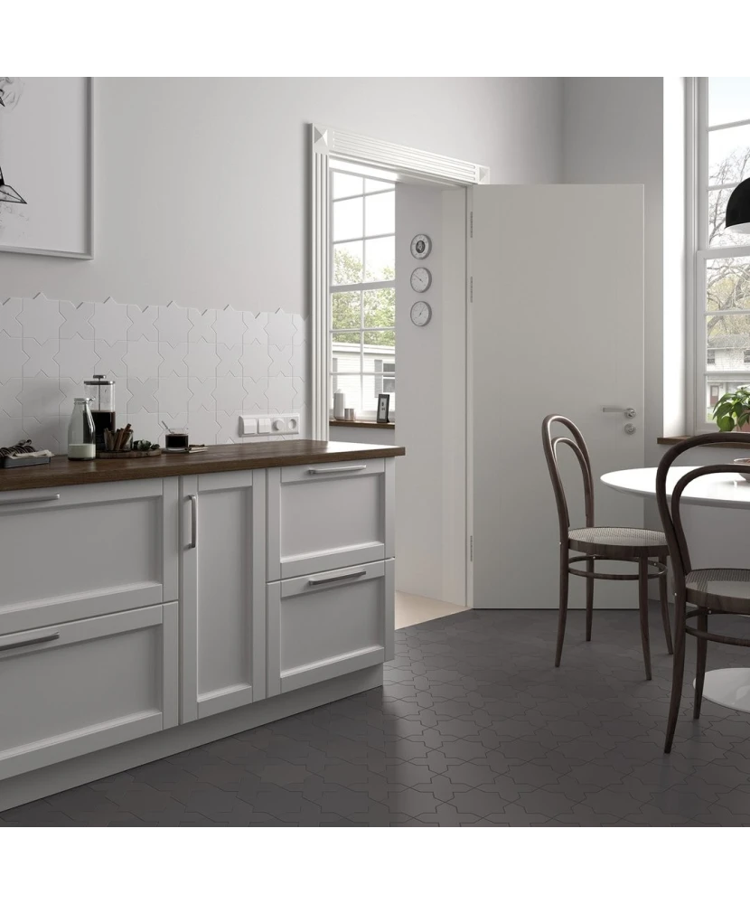 Carrelage Porto Cross White 12x12 cm - posé en cuisine