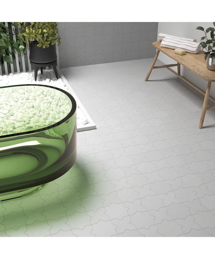 Carrelage Porto Cross Oxford Gray 12x12 cm - posé en salle de bain