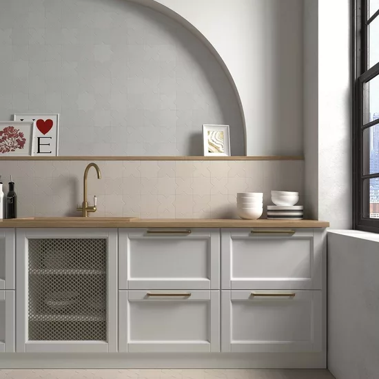 Carrelage Porto Cross Oxford Gray 12x12 cm - posé en cuisine