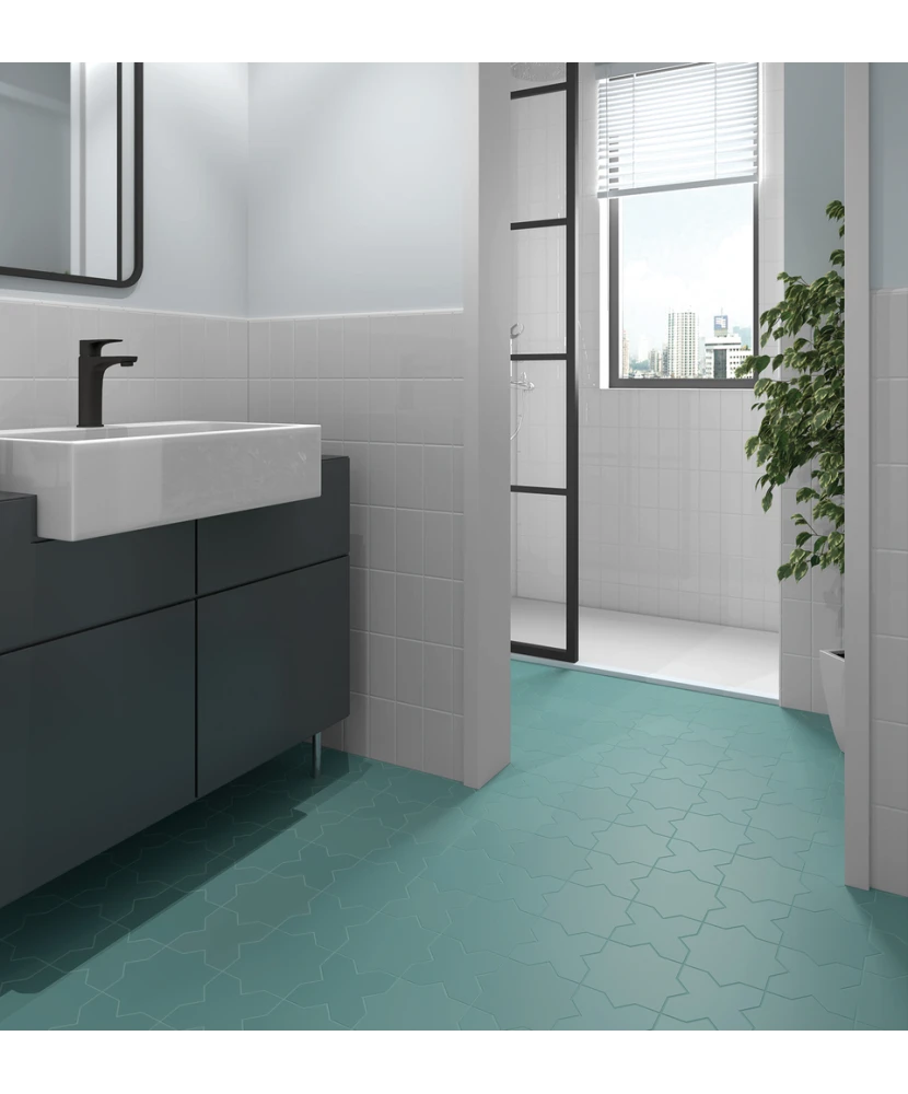 Carrelage Porto Cross Jade 12x12 cm - vue d’ambiance