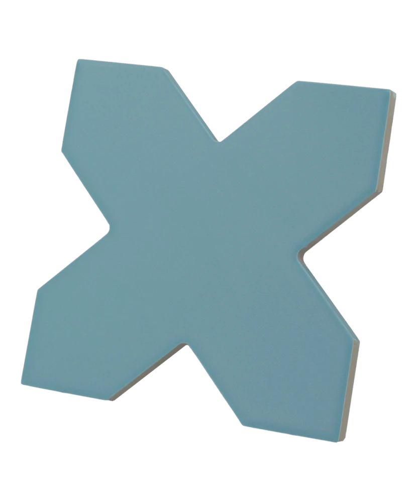 Carrelage Porto Cross Azure 12x12 cm - vue latérale du carreau