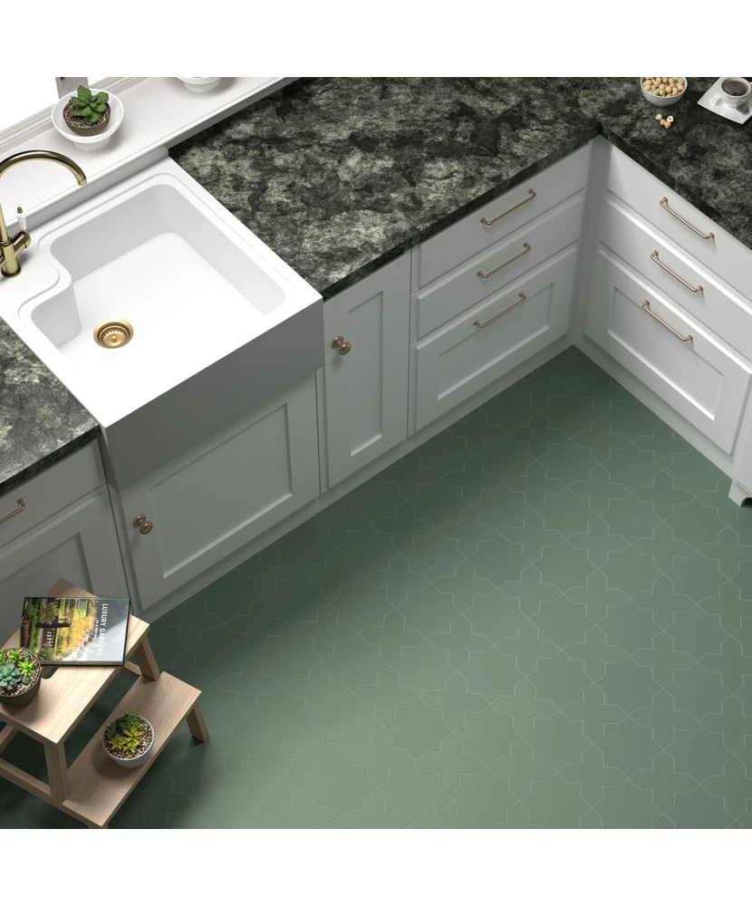 Carrelage Porto Cross Pickle Green 12x12 cm - vue d’ambiance