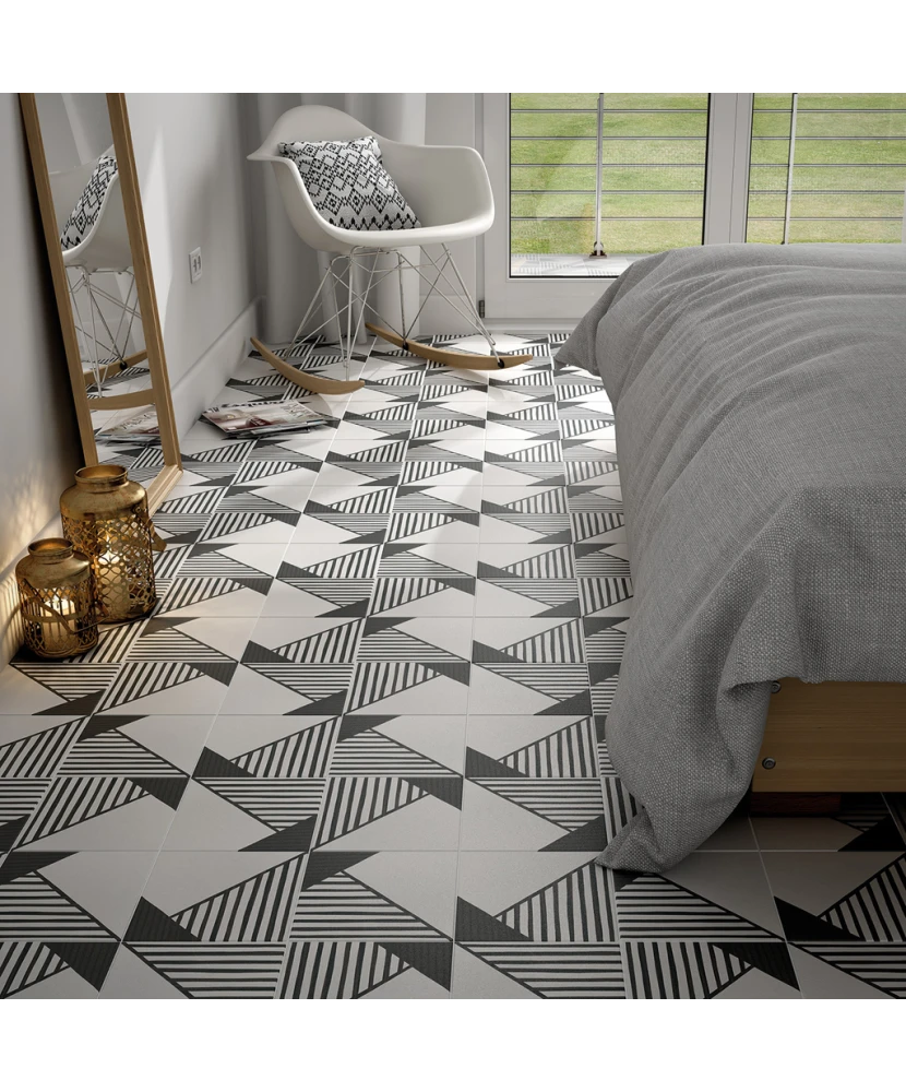 Carrelage Caprice Origami B&W 20x20 cm - vue d’ambiance