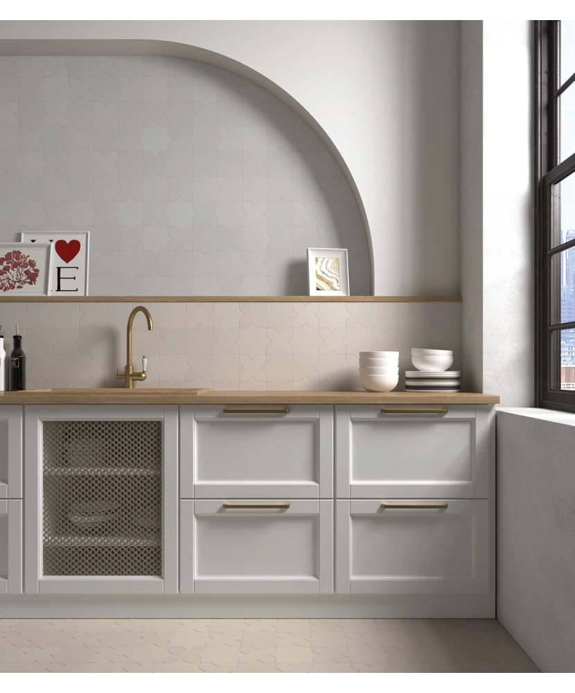 Carrelage Porto Star Oxford Gray 16,8x16,8 cm - posé en cuisine