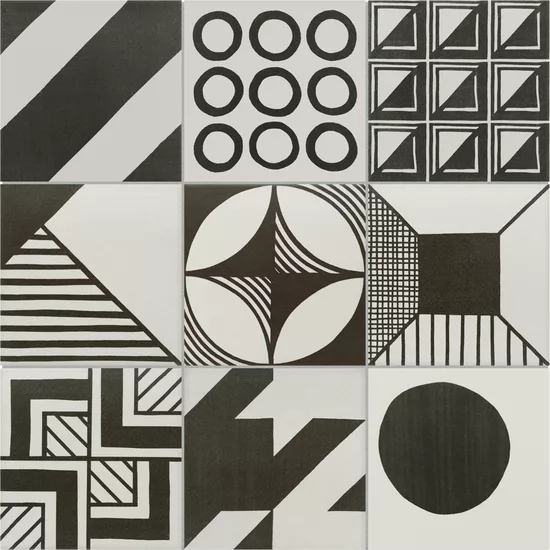 Carrelage Caprice Patchwork B&W 20x20 cm - panneau de carreaux