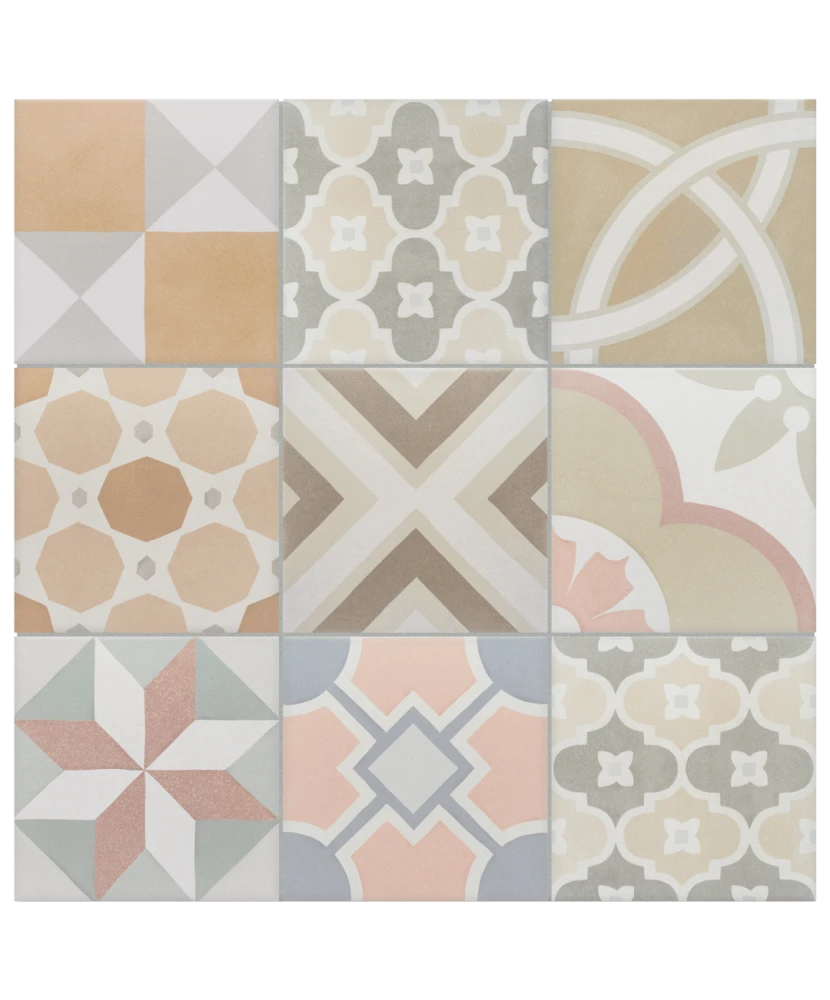 Carrelage Caprice Patchwork Pastel 20x20 cm - panneau de carreaux