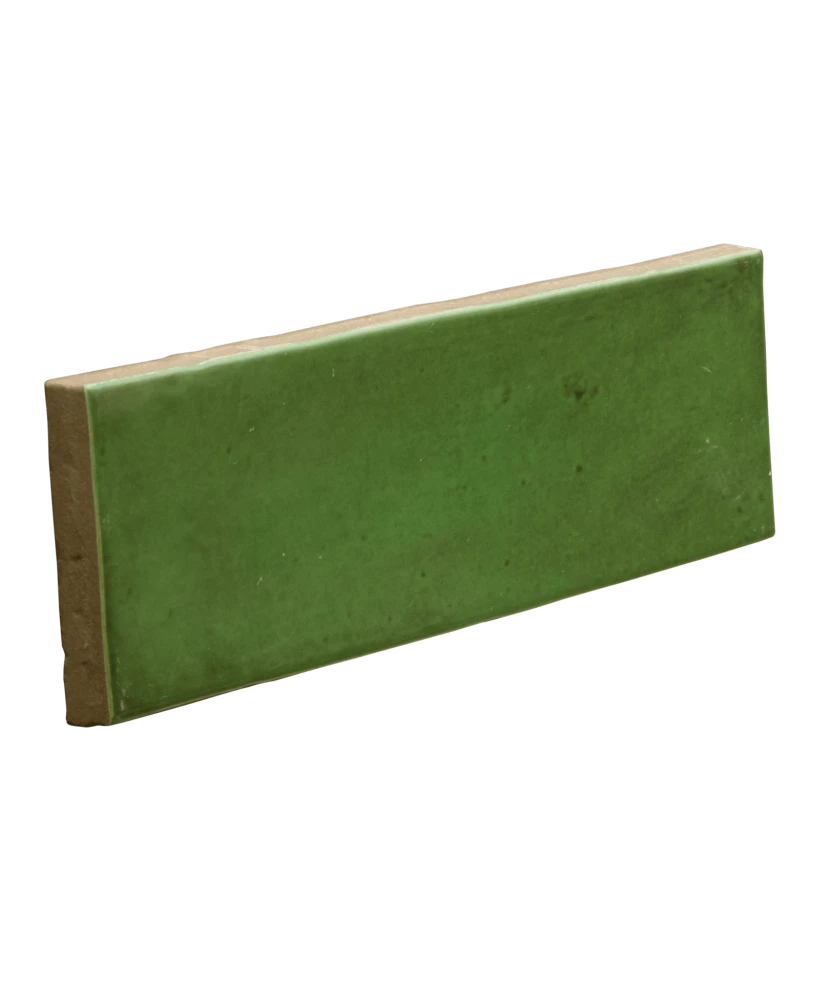 Carrelage Fango Green Gloss 5x15 cm - détail du carreau
