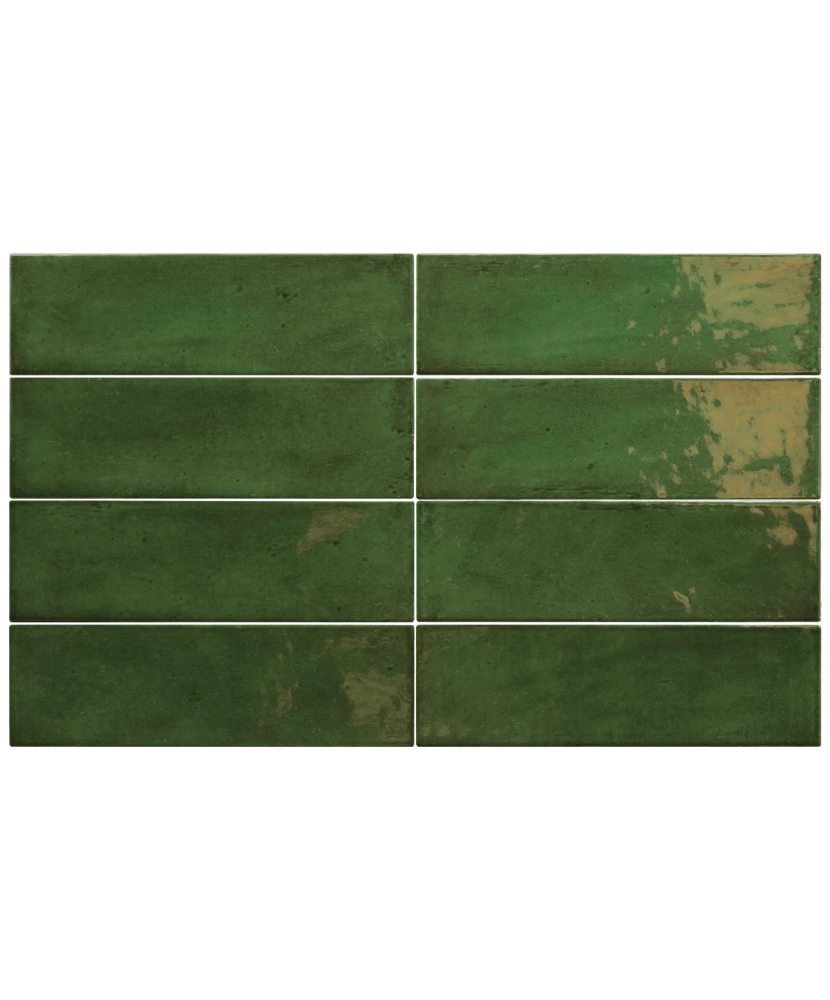 Carrelage Fango Green Gloss 5x15 cm - détail du carreau 2