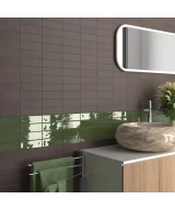 Carrelage Fango Green Gloss 5x15 cm - vue d’ambiance 2