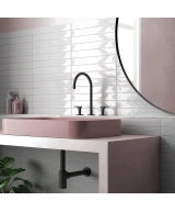 Carrelage Vitral Axis Light Grey 5x40 cm - posé en salle de bain