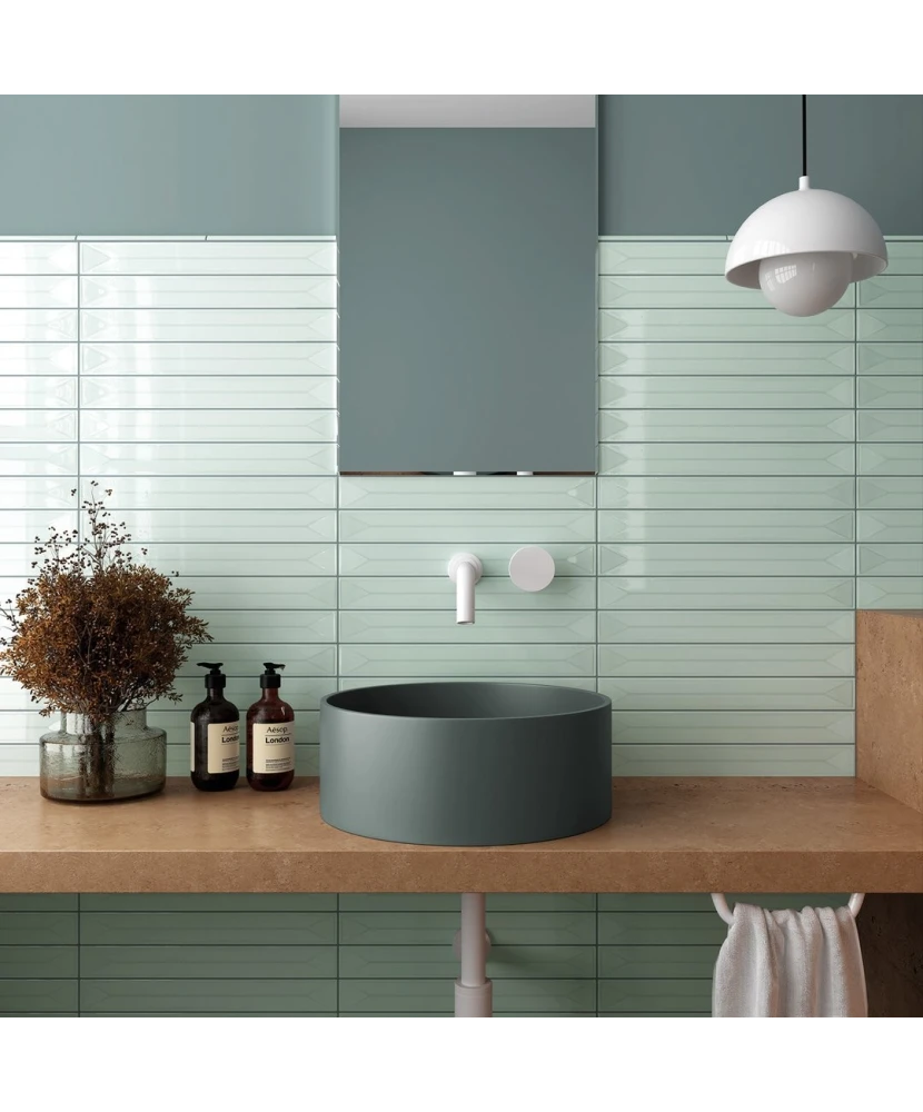 Carrelage Vitral Axis Mint 5x40 cm - posé en salle de bain