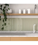 Carrelage Vitral Axis Olive 5x40 cm - posé en cuisine