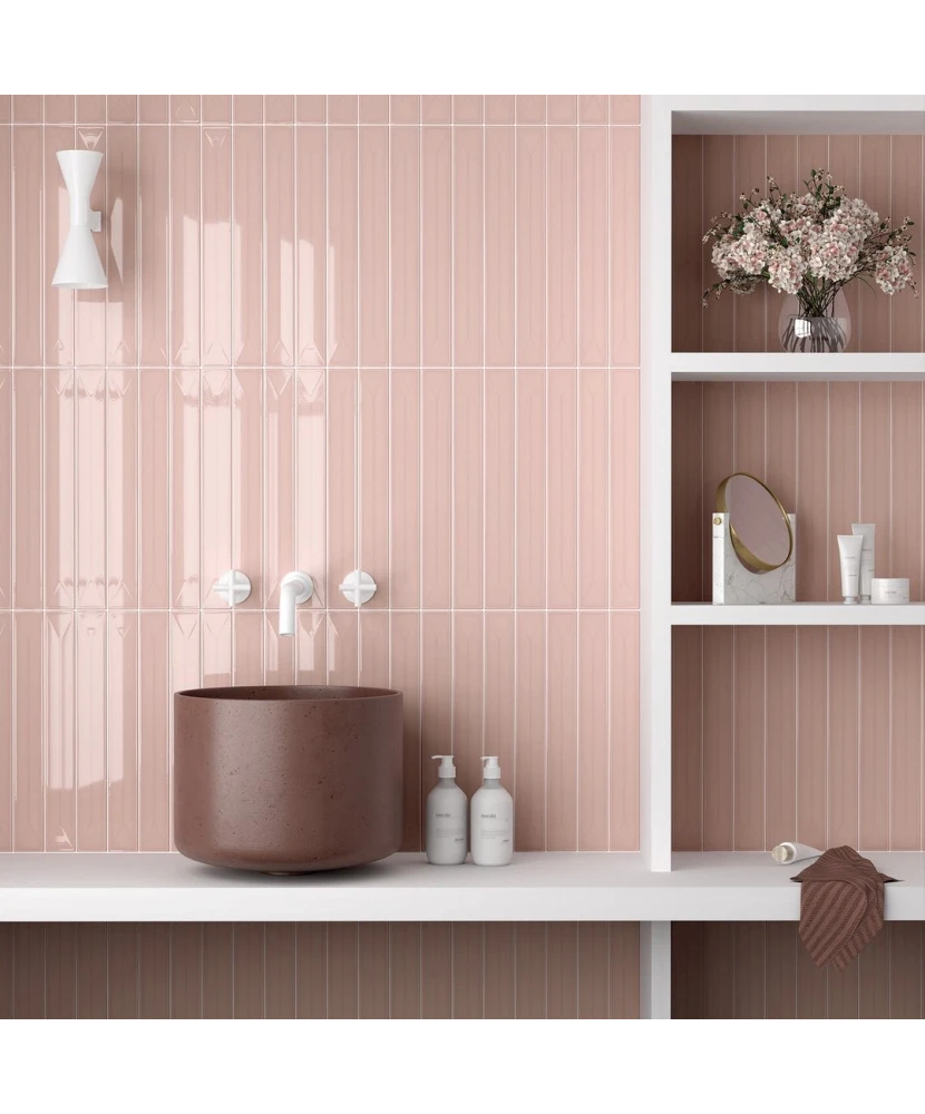 Carrelage Vitral Axis Pink 5x40 cm - vue d’ambiance