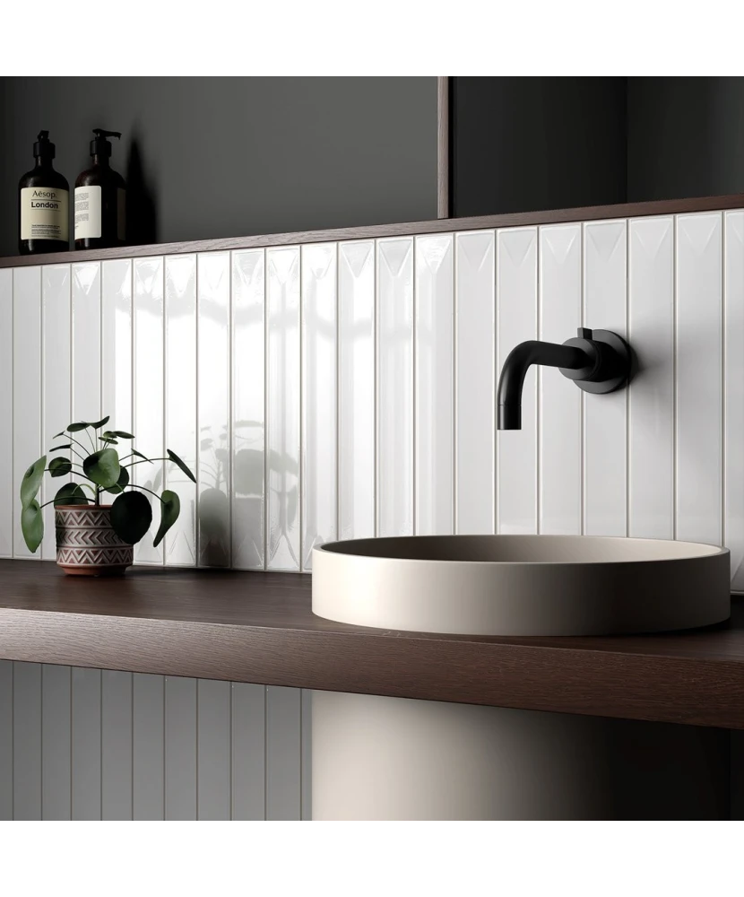Carrelage Vitral Axis Snow 5x40 cm - posé en salle de bain
