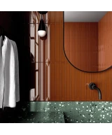 Carrelage Vitral Caramel Reactive 5x40 cm - posé en salle de bain