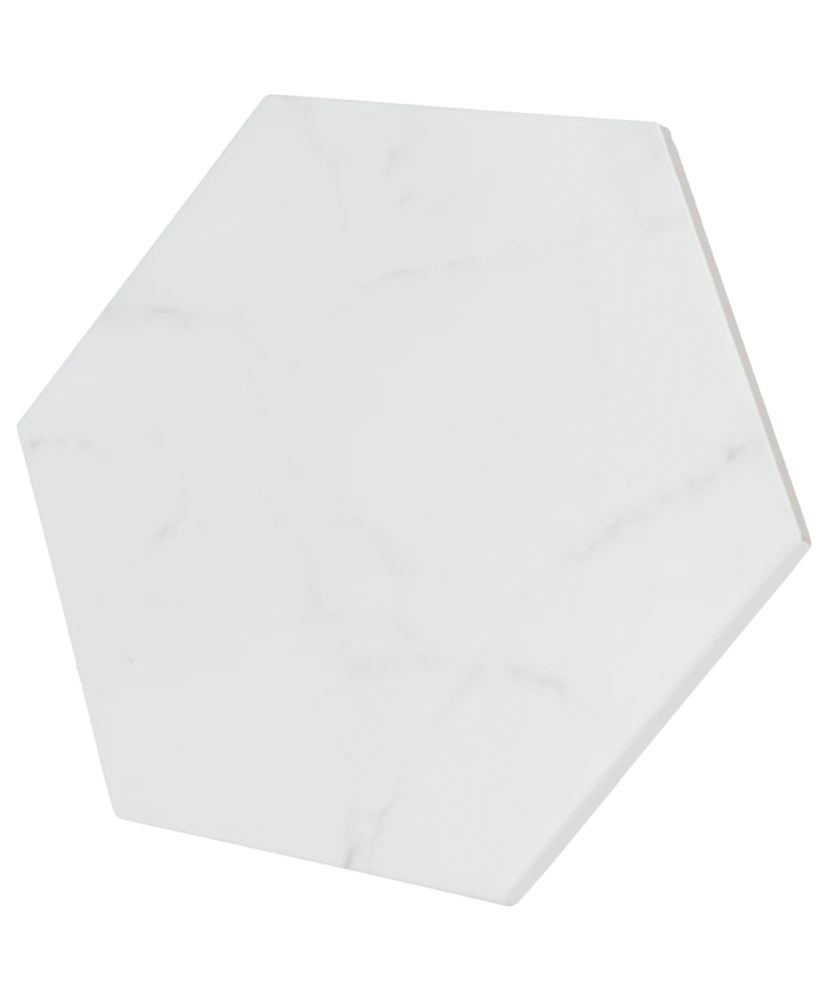 Carrelage Carrara Hexagon 17,5x20 cm - vue latérale du carreau