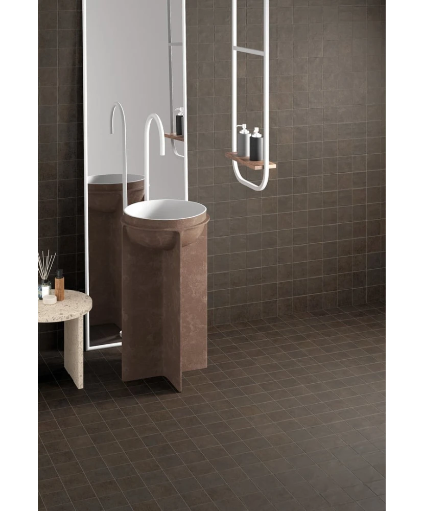 Carrelage Stage Brown 10x10 cm - posé en salle de bain