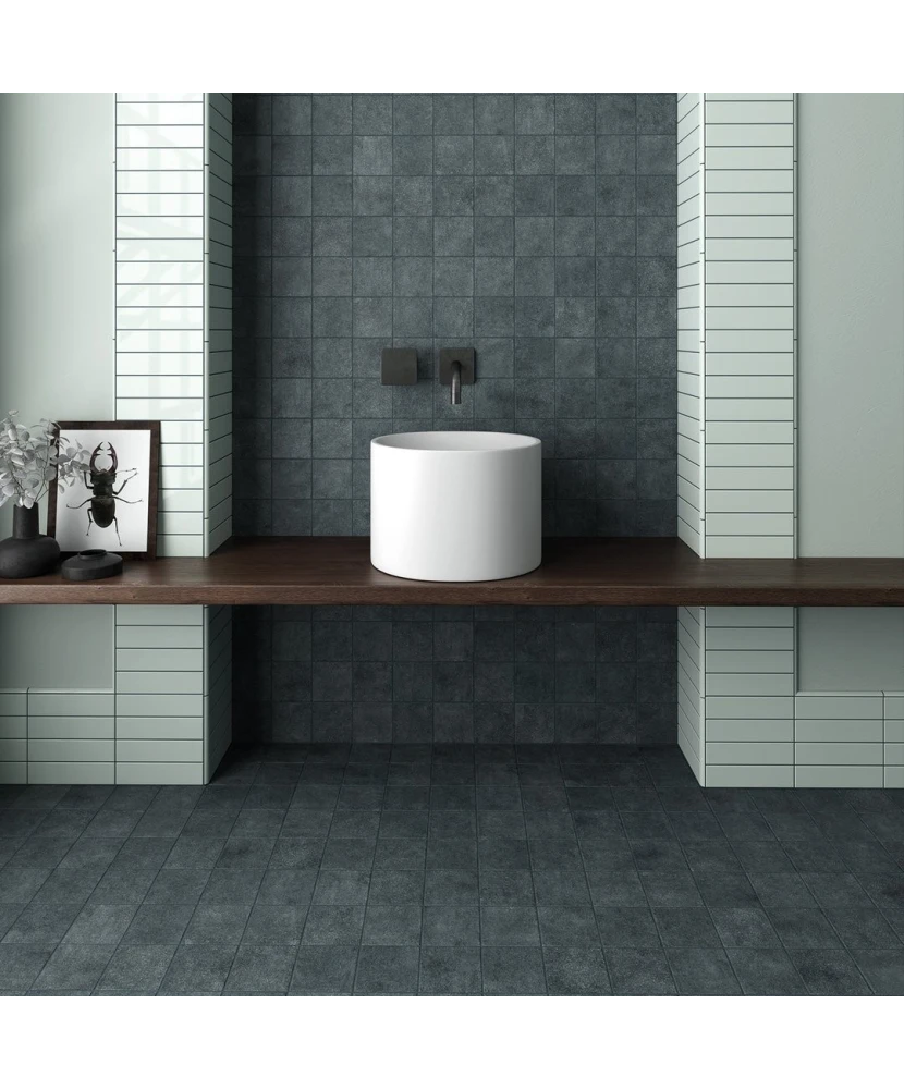 Carrelage Stage Denim 10x10 cm - posé en salle de bain